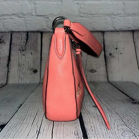 Rare! Coach Sutton Pink Leather Floral Crossbody Bag (Style #55373) - Picture 8 of 17